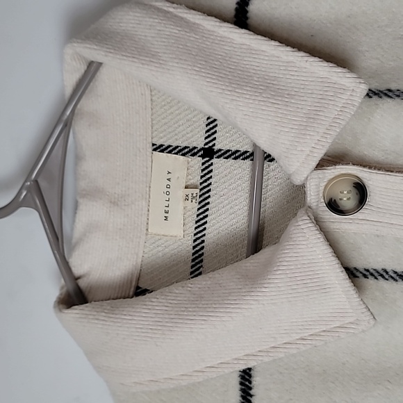 Nordstrom Melloday Ivory & Black Grid like patternJacket with Side Seam Pockets - Picture 7 of 16